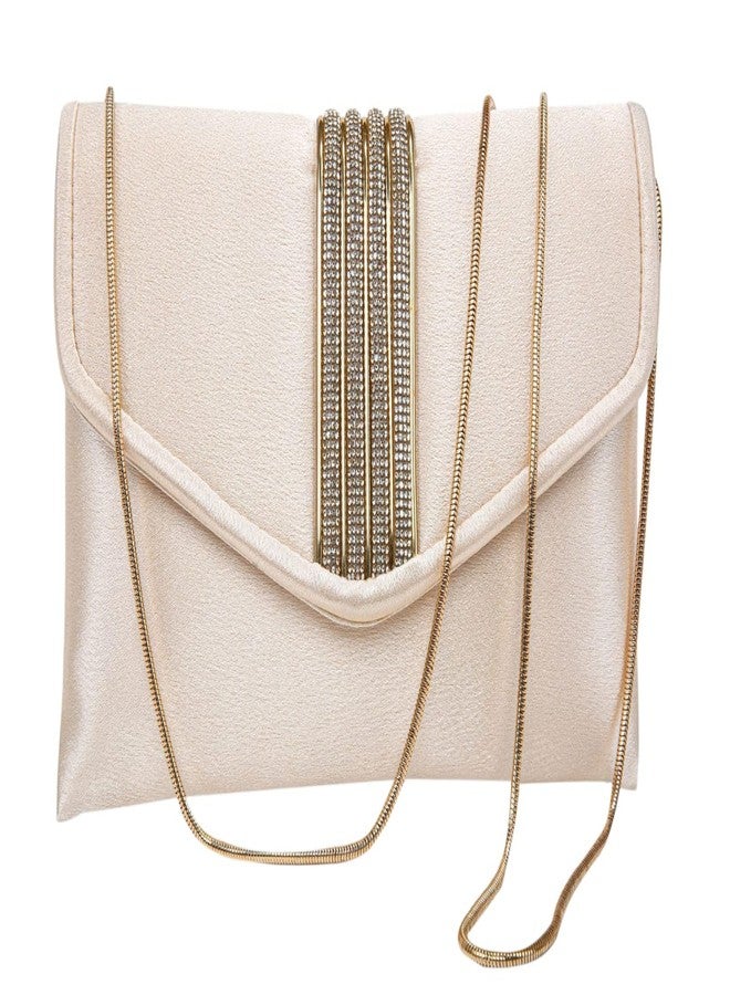 JI ACCESSORIES Midnight Glam Beaded Satin Clutch (Cream) - Image 1